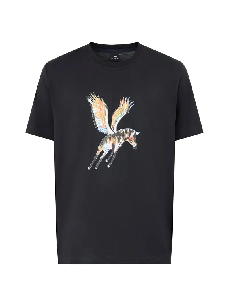 Flying Zebra Graphic Organic Cotton T-Shirt Black 1