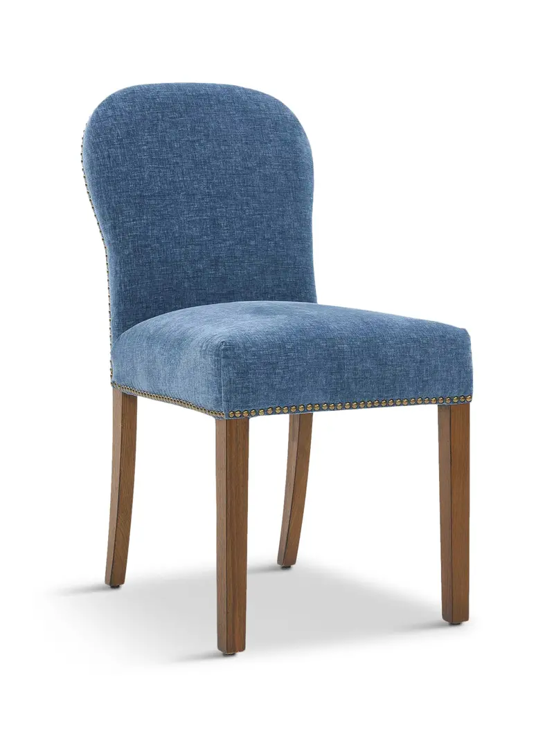Gable Blue Fabric Dining Chair With Dark Legs 1