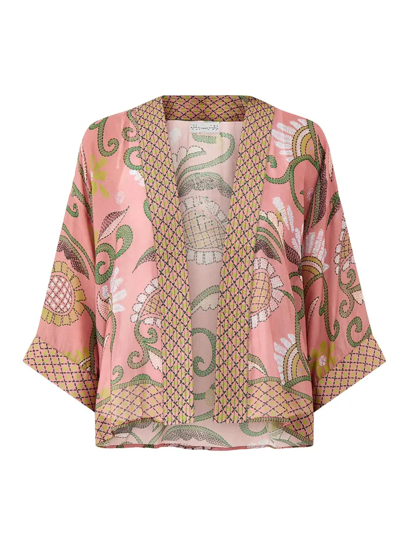 Giant Kantha Dusk Short Kimono Navy 1