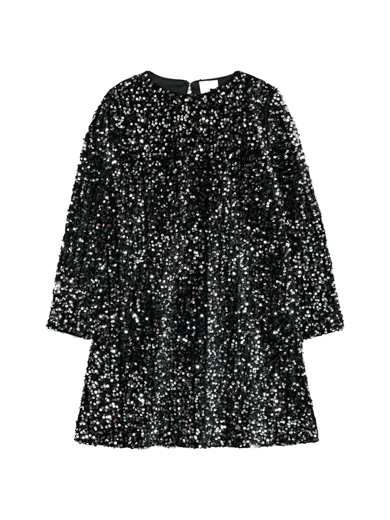 Girls’ Bella Sequin Dress Black 1