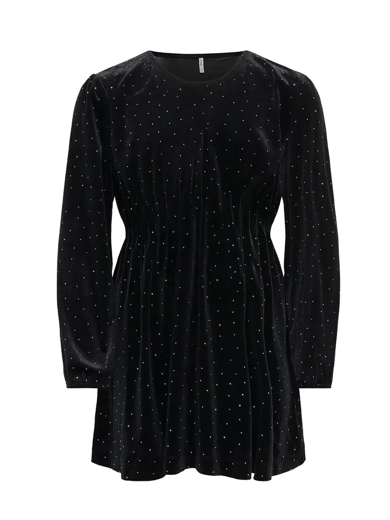 Girls’ Velvet Long Sleeve Dress Black 1