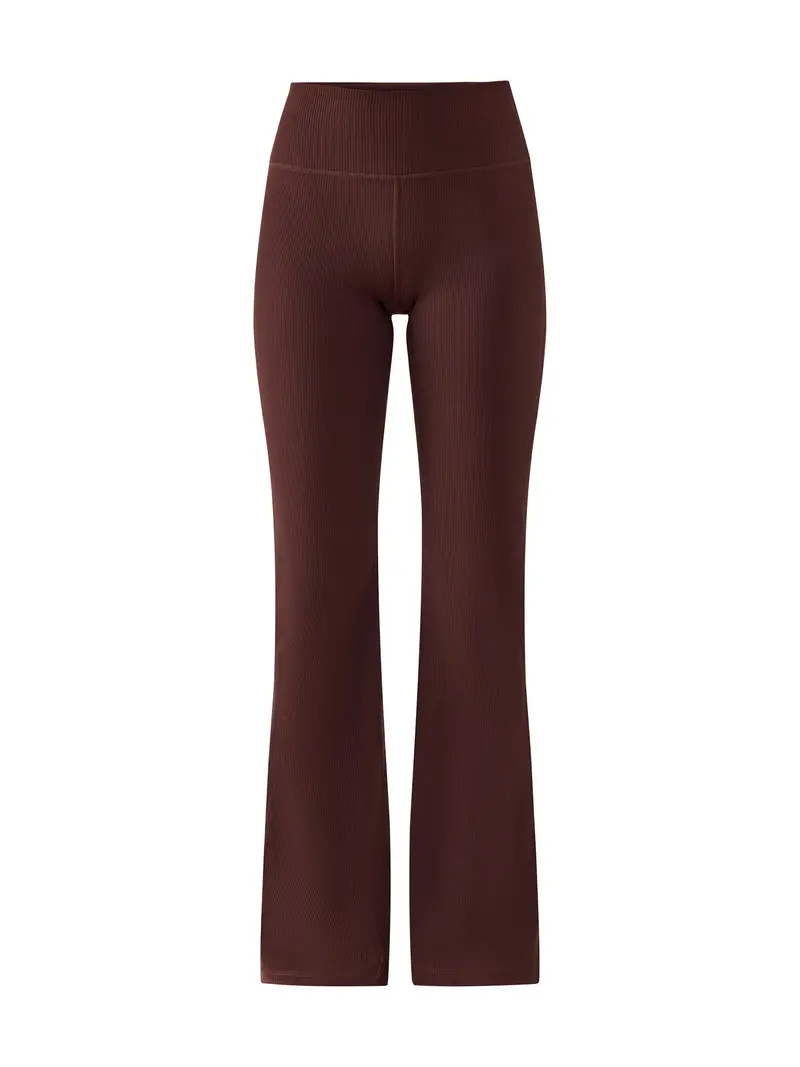 Glow Flex Rib Flare Trousers Brown 1