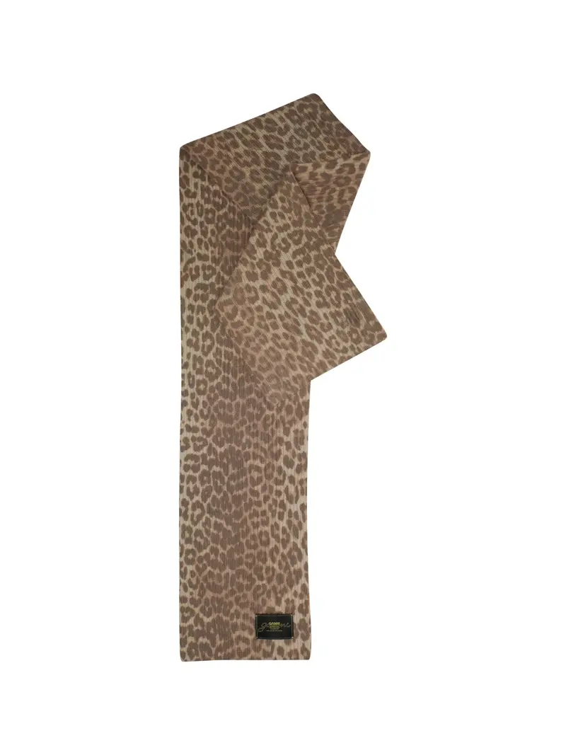 Graphic Wool Knit Scarf Leopard 1