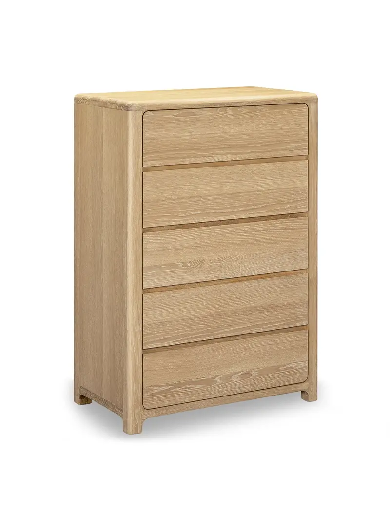 Hadrian Oak 5 Drawer Tallboy 1