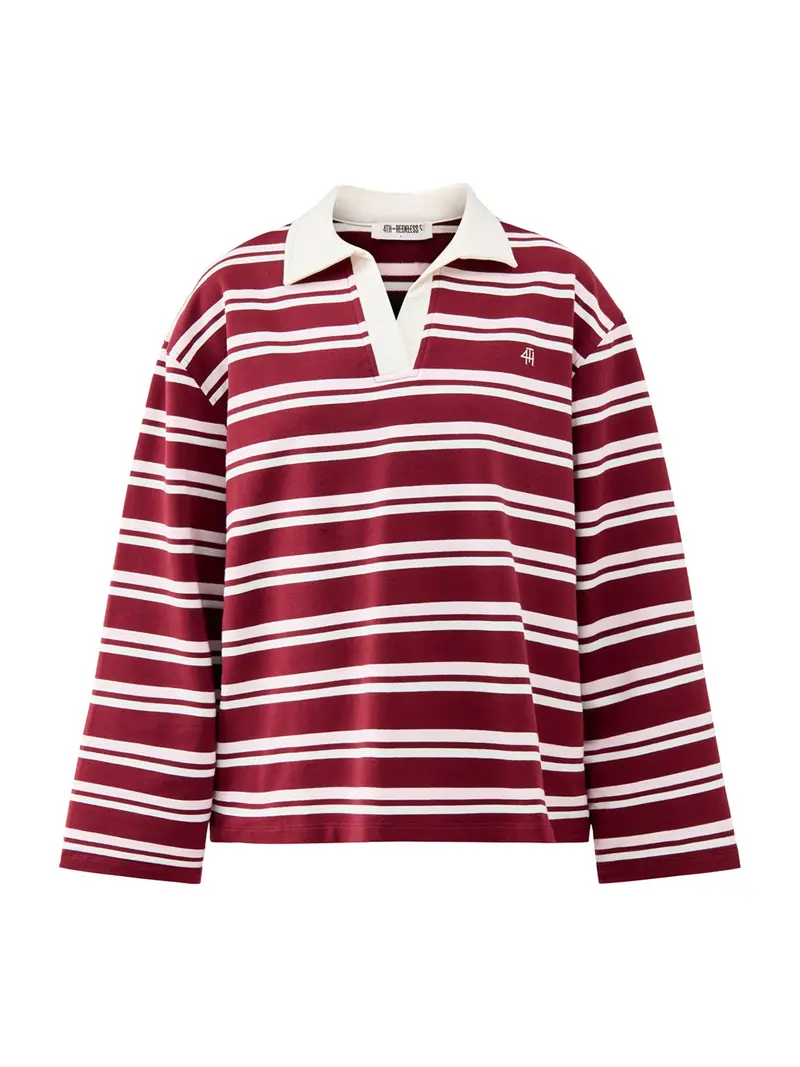Hailey Stripe Rugby Top Burgundy 1