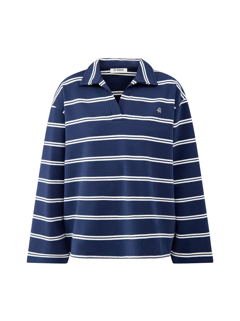 Hailey Stripe Rugby Top Navy 1