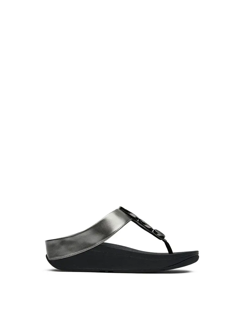 Halo Bead Circle Metallic Sandals Pewter 1