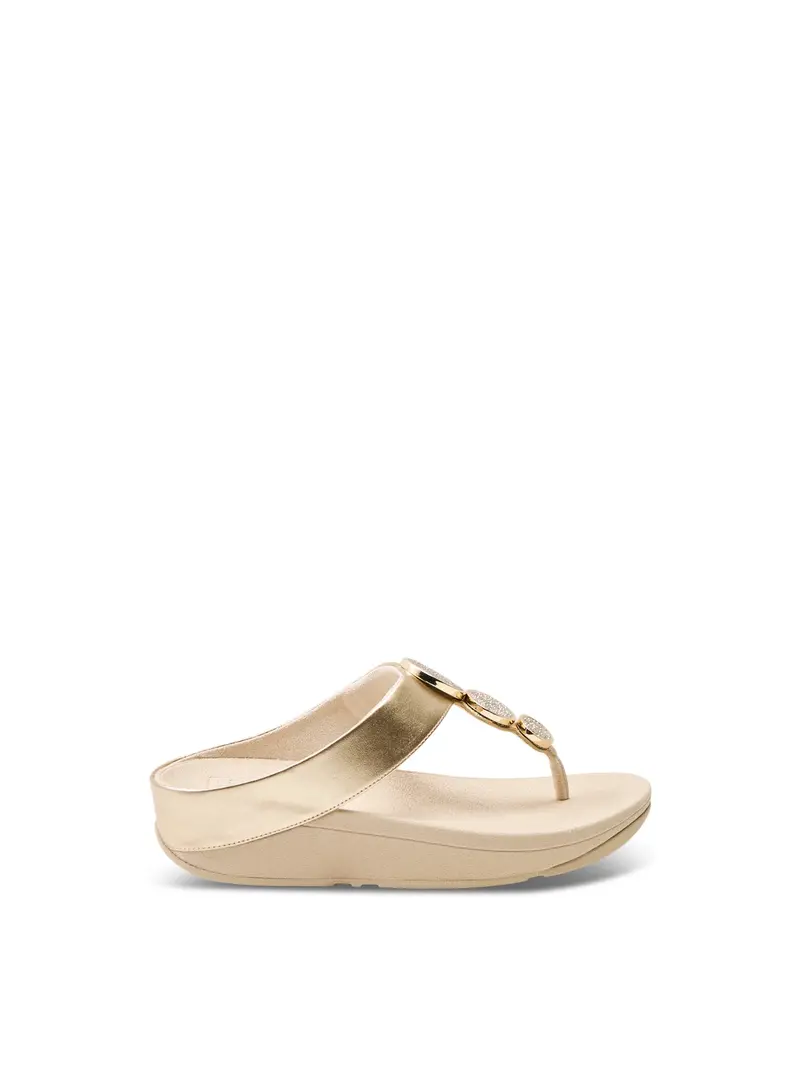 Halo Bead-Circle Toe-Post Sandals Platino Gold 1