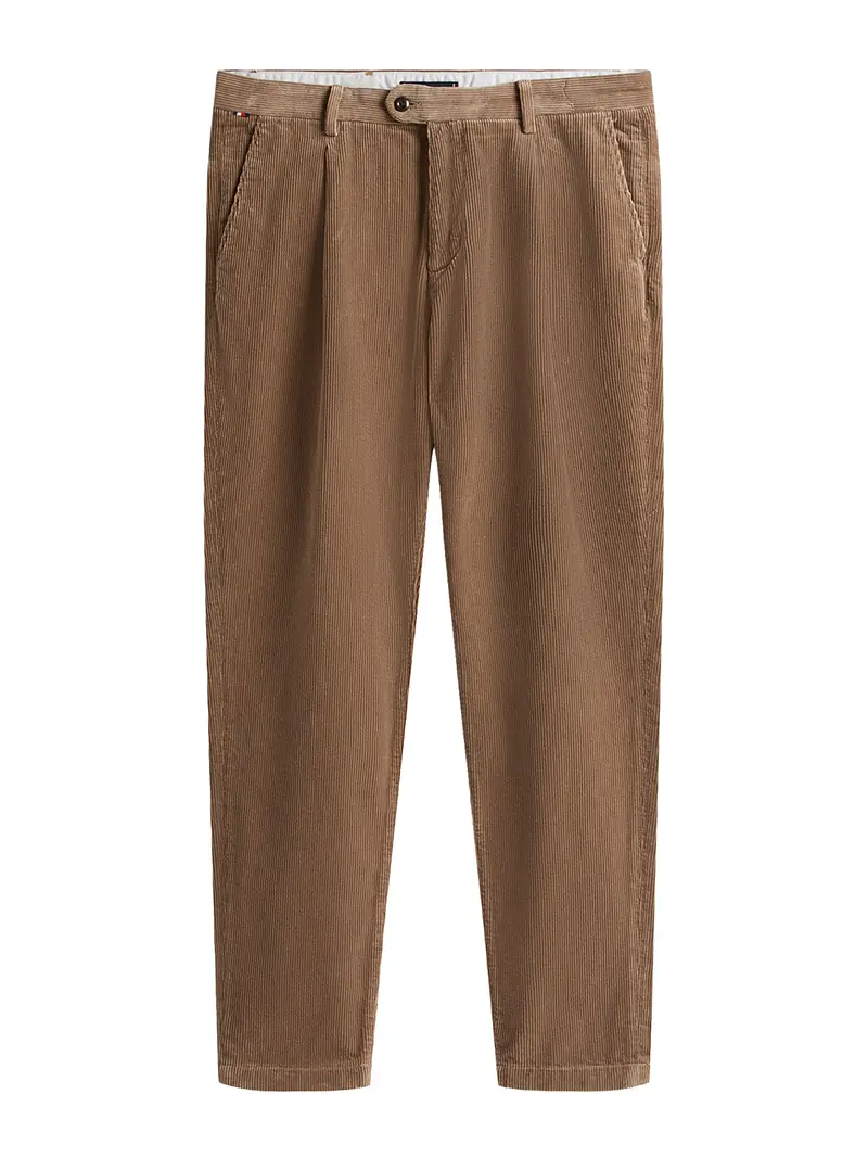 Harlem Pleated Tapered Corduroy Chinos Brown 1