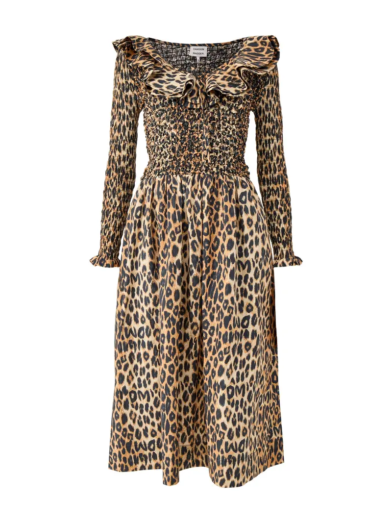 Harper Shirred Midi Dress Leopard 1