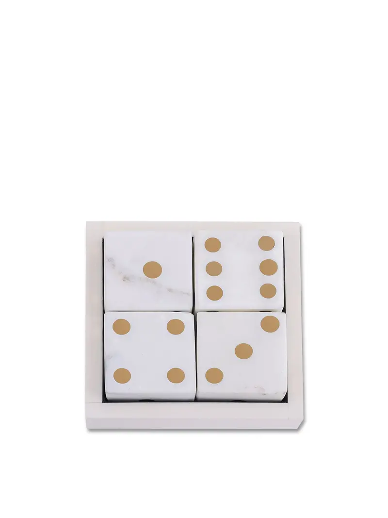 Harris Antique Brass & Marble Dice Set 1