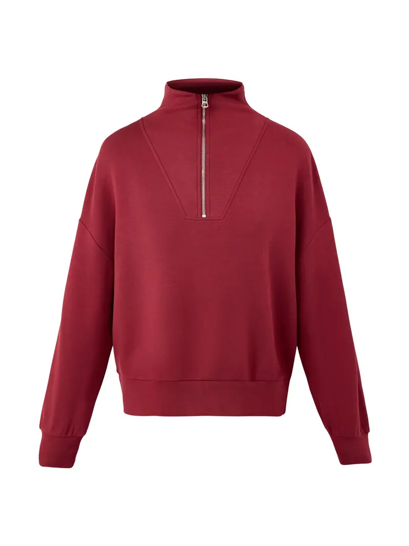 Hawley Half Zip Sweat New Maroon 1