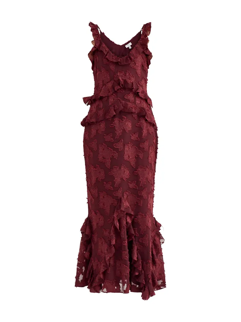 Helena Jacquard Maxi Dress Brown 1
