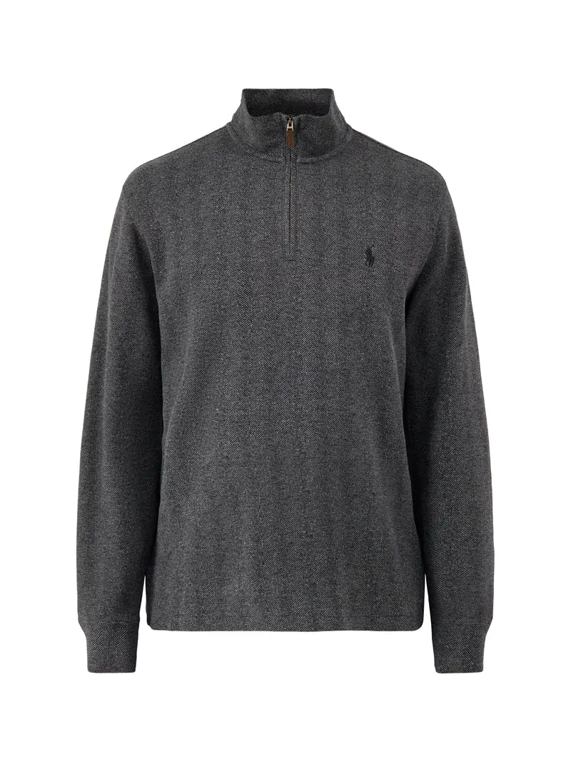 Herringbone Quarter-Zip Sweatshirt Grey 1