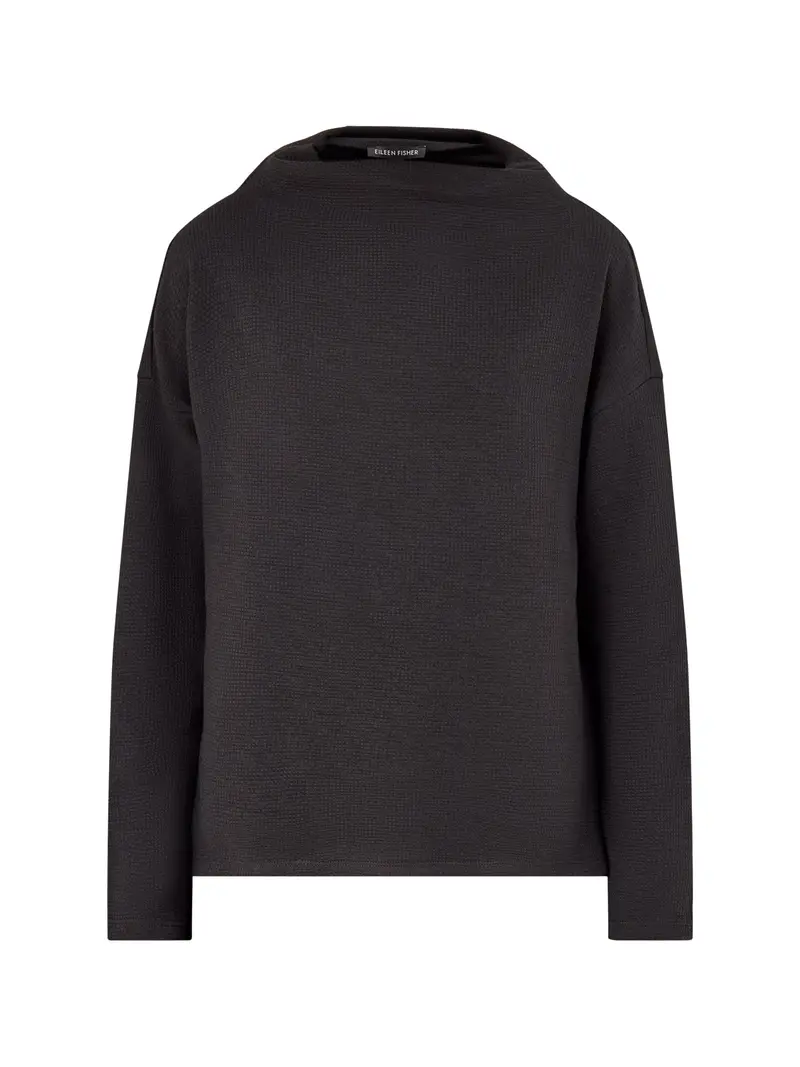 High Funnel Neck Box Top Black 1