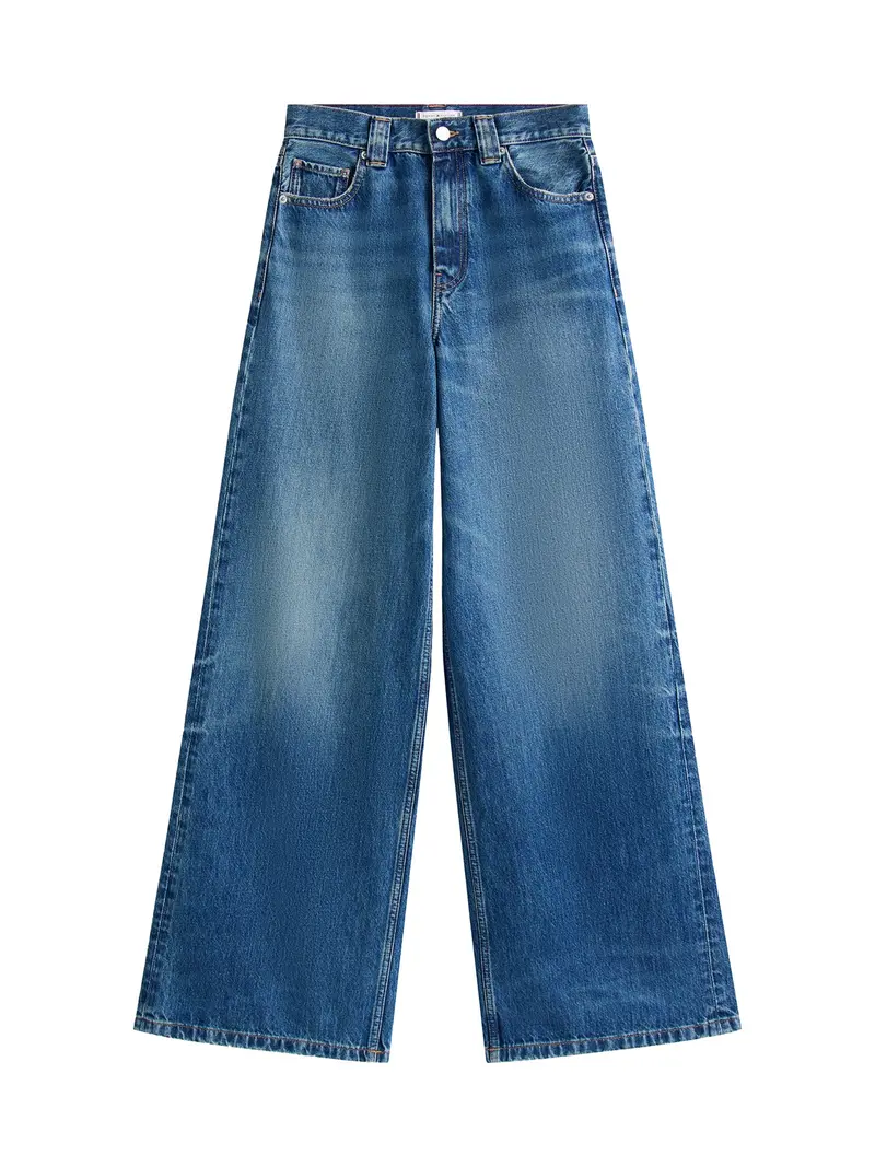 High Rise Wide Leg Jeans Mid Blue Denim 1