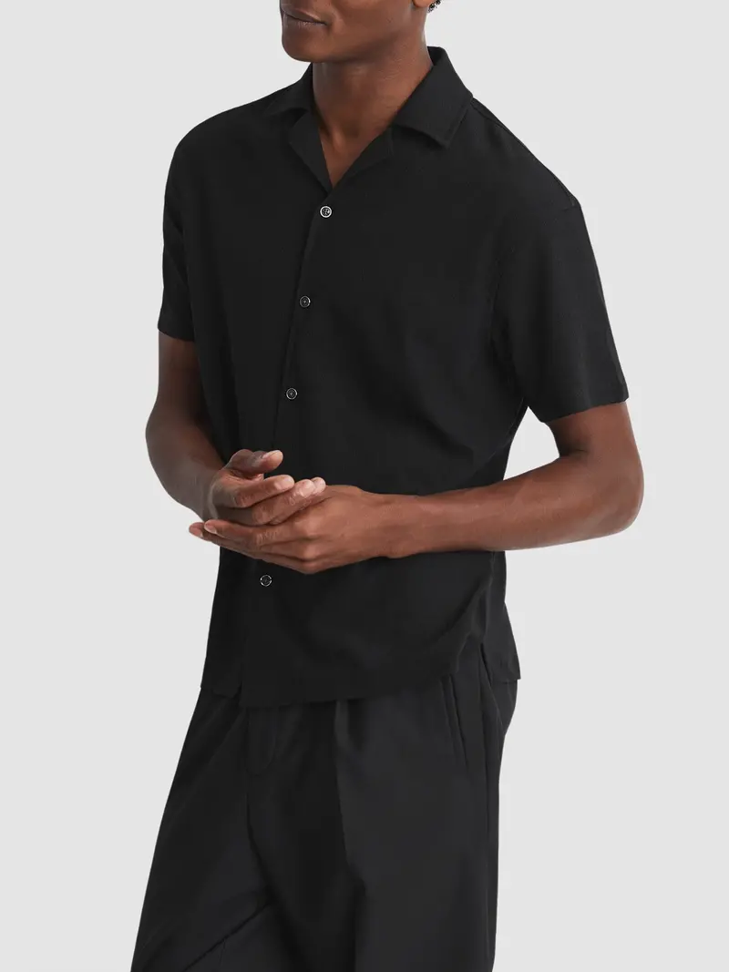 Hunt Textured Cuban Collar Shirt 1