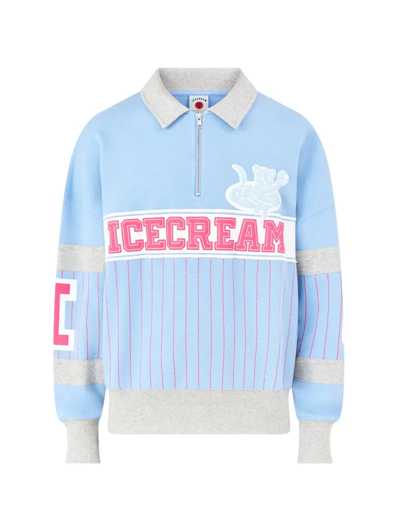 Ic Cubs Collared Quarter Zip Sweatshirt Blue 1