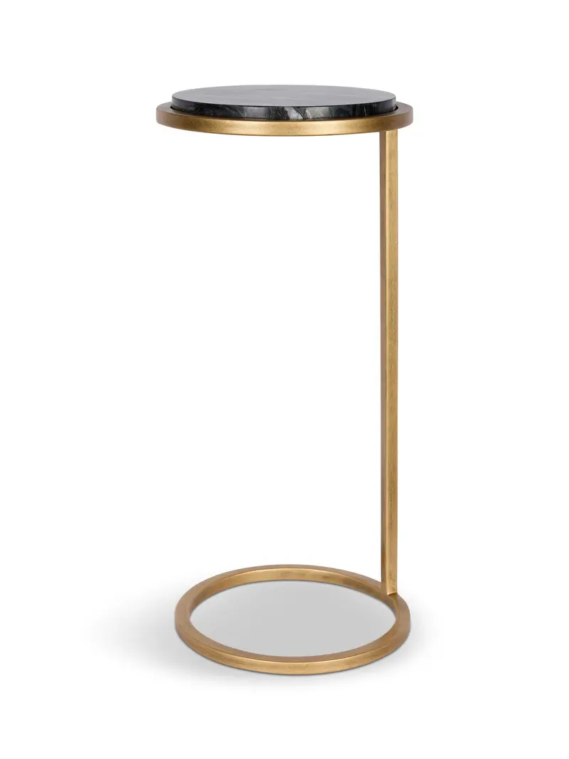 Iota Accent Table Black Marble Aged Gold Frame 1