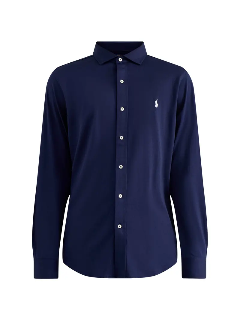 Jersey Spread Collar Shirt Navy 1
