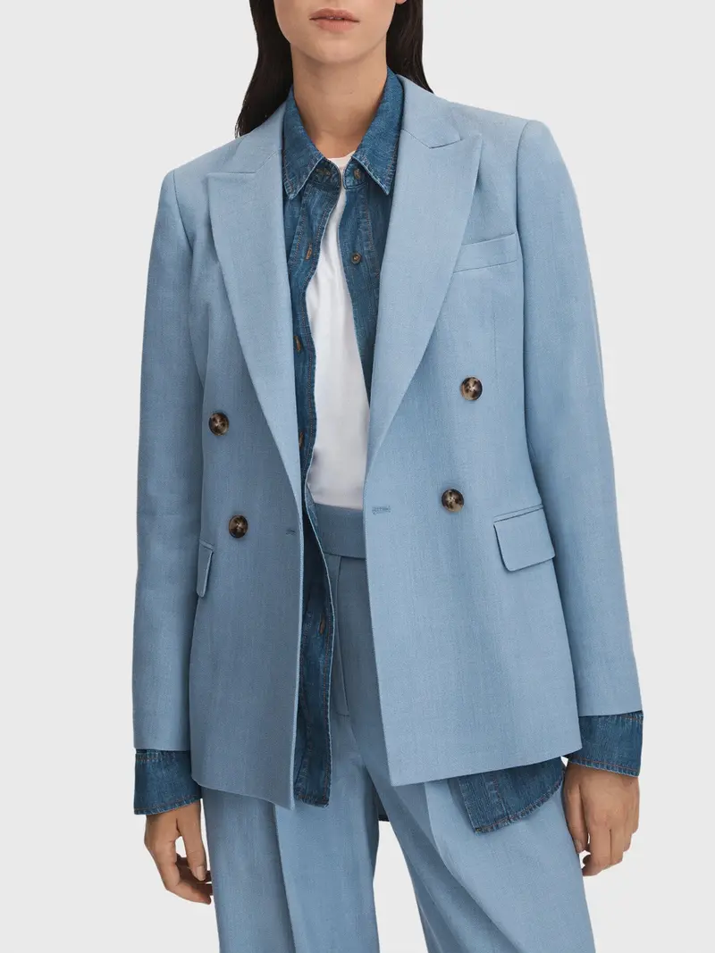 June Tencel Blend Double Breasted Suit Blazer 1