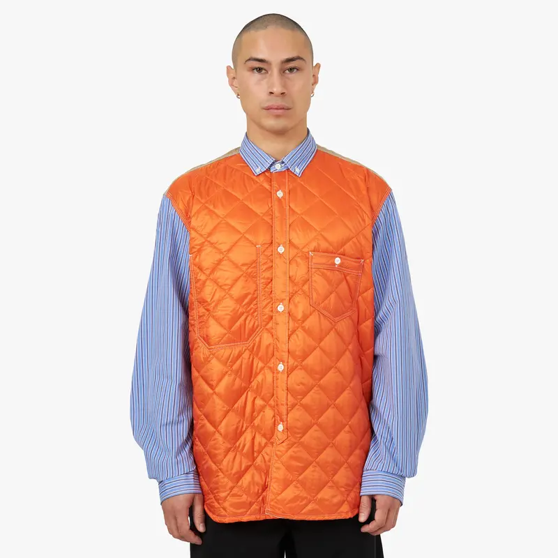 Junya Watanabe Man Quilted Overshirt Blue / White - Orange 1