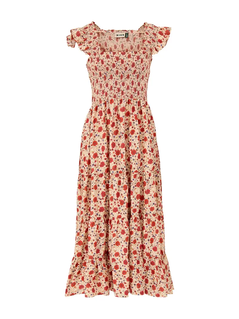 Kendall Floral Midi Dress Cream 1