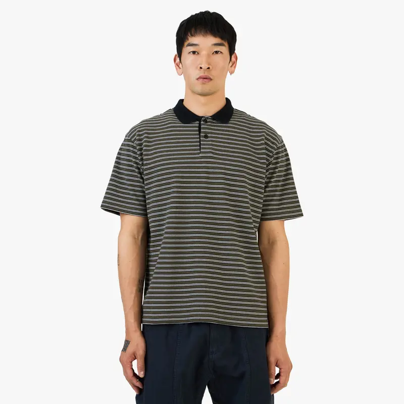 Khakis Stripe Shortsleeve Polo / Olive 1