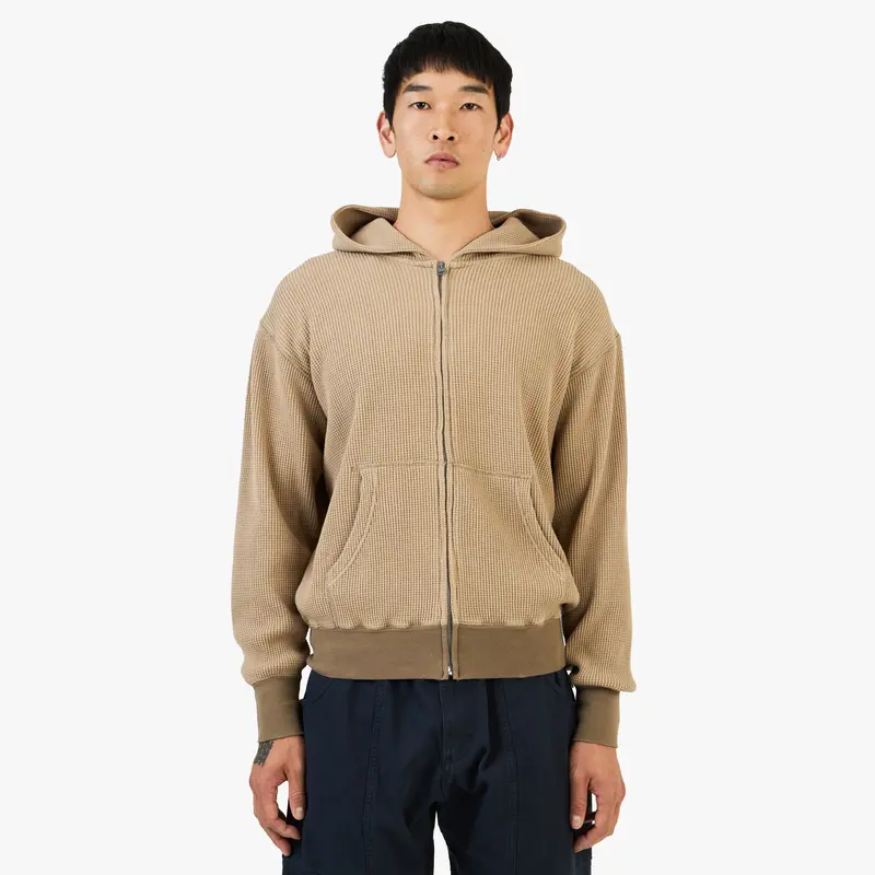 Khakis Waffle Full Zip Hoodie / Tan 1