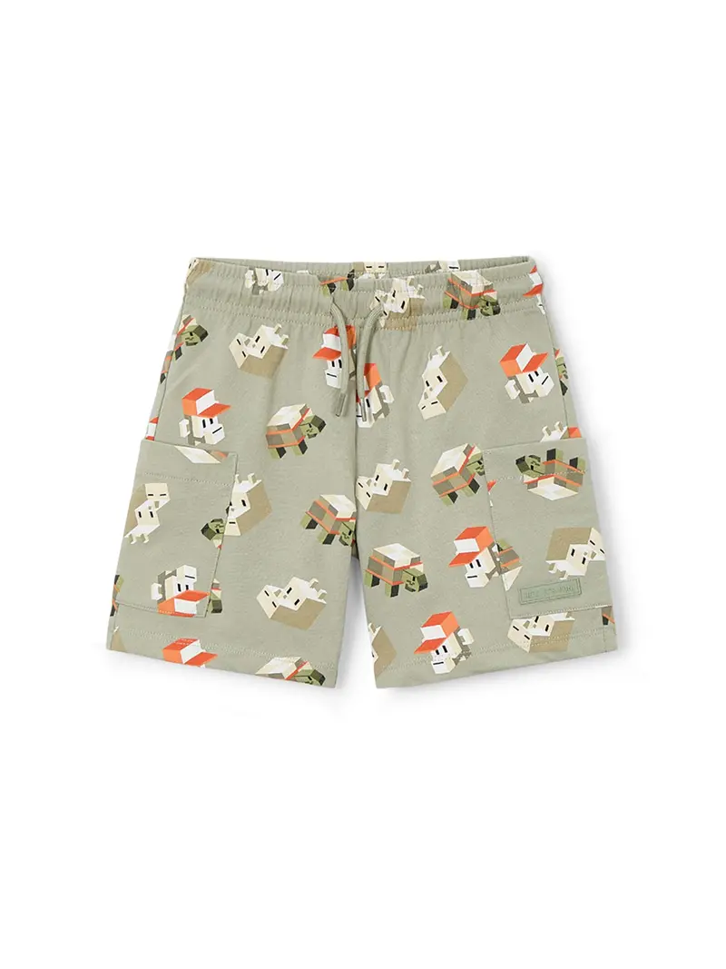 Kids’ Monkey Bermuda Shorts Beige 1