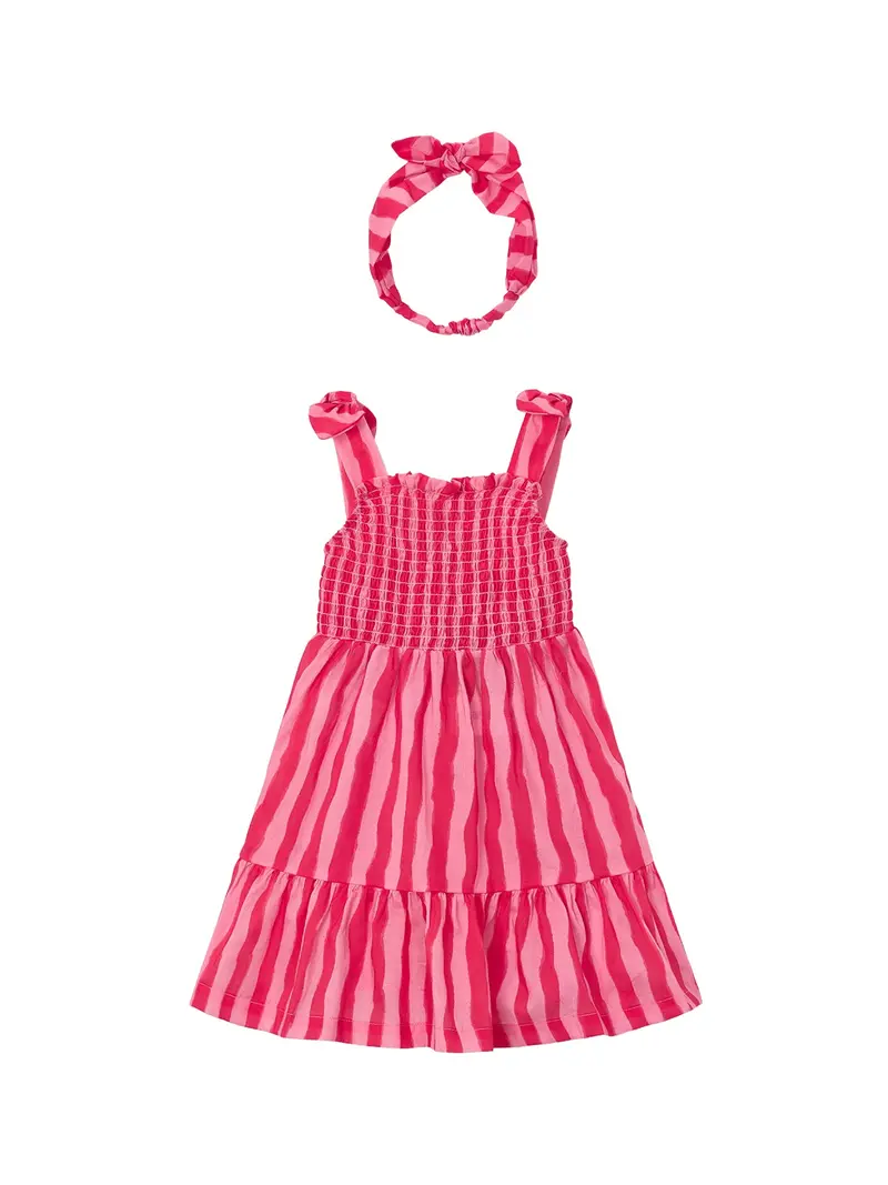 Kids' Stripe Dress Poppy Pink 1