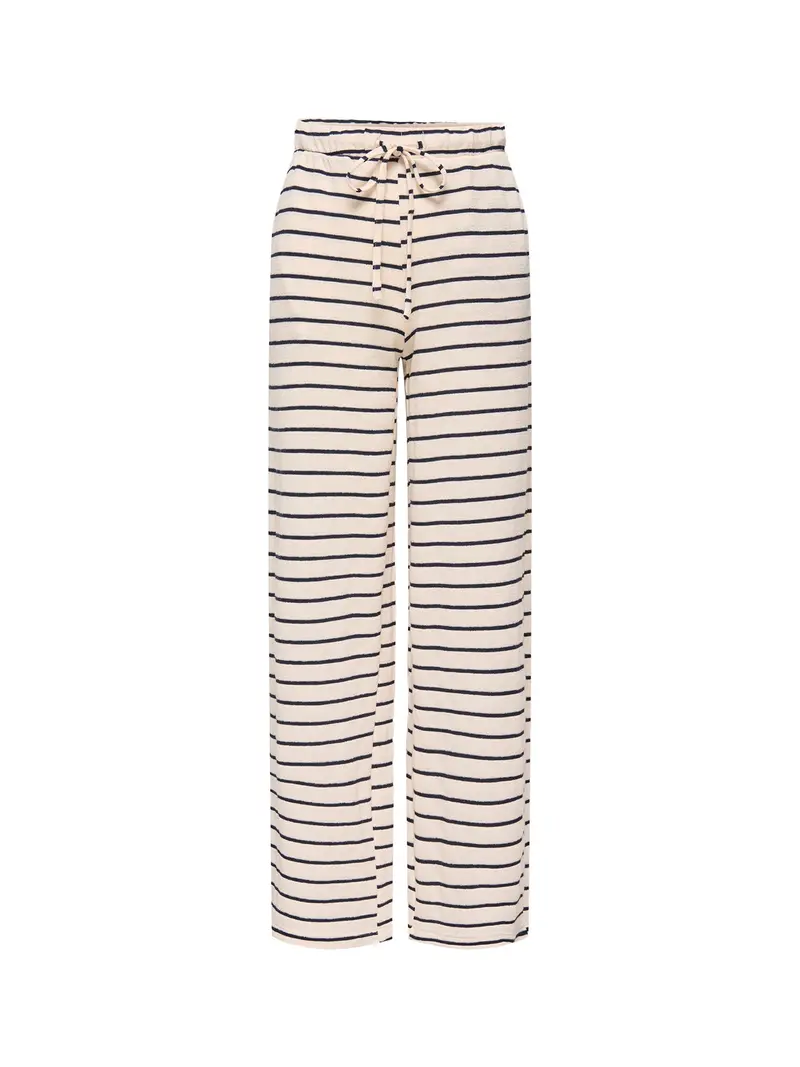Kids' Striped Wide Leg Trousers Cream 1
