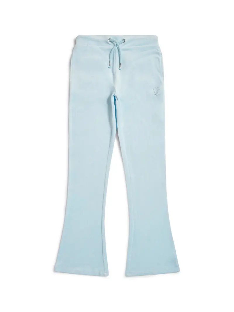 Kids' Velour Diamante Bootcut Joggers Blue 1