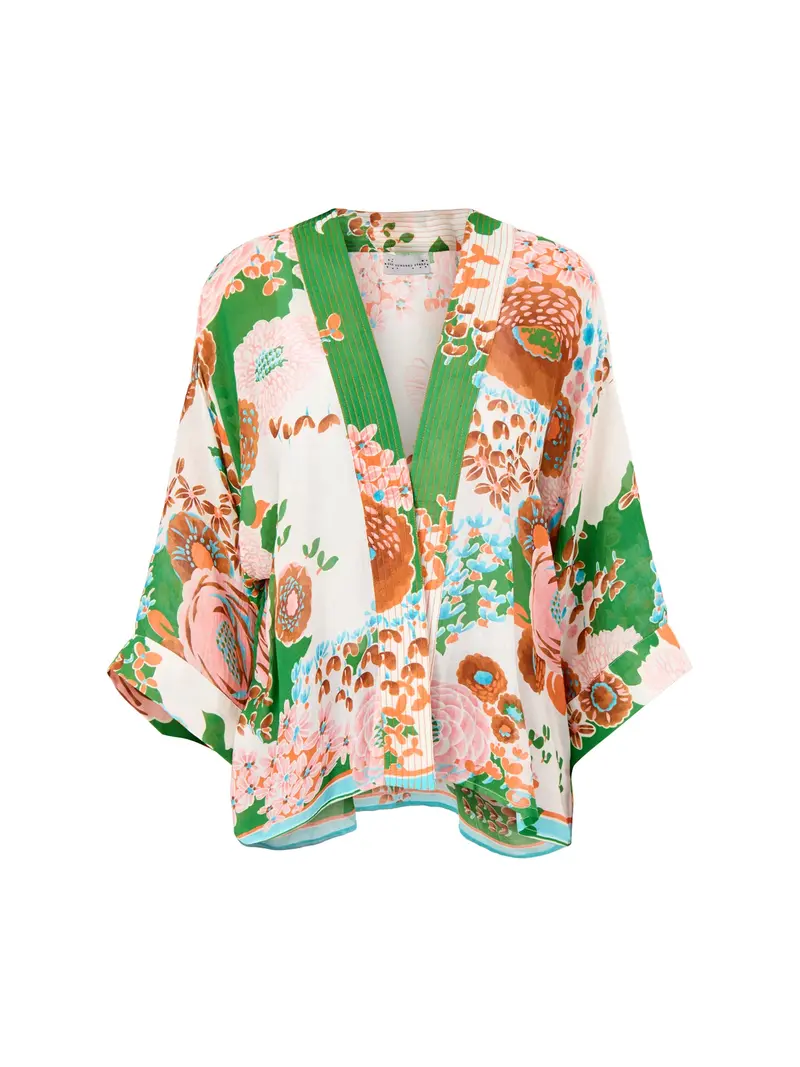 Kitsch Bouquet Print Kimono Green 1