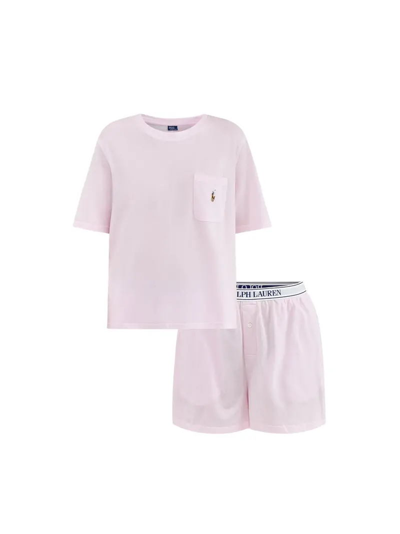 Knit Oxford Short Sleeve Set Pink 1