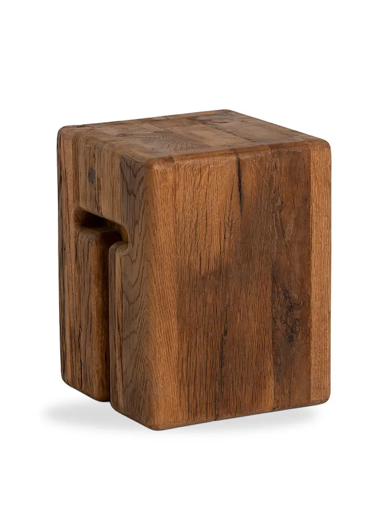 Knole Recycled Oak Stool Brown 1