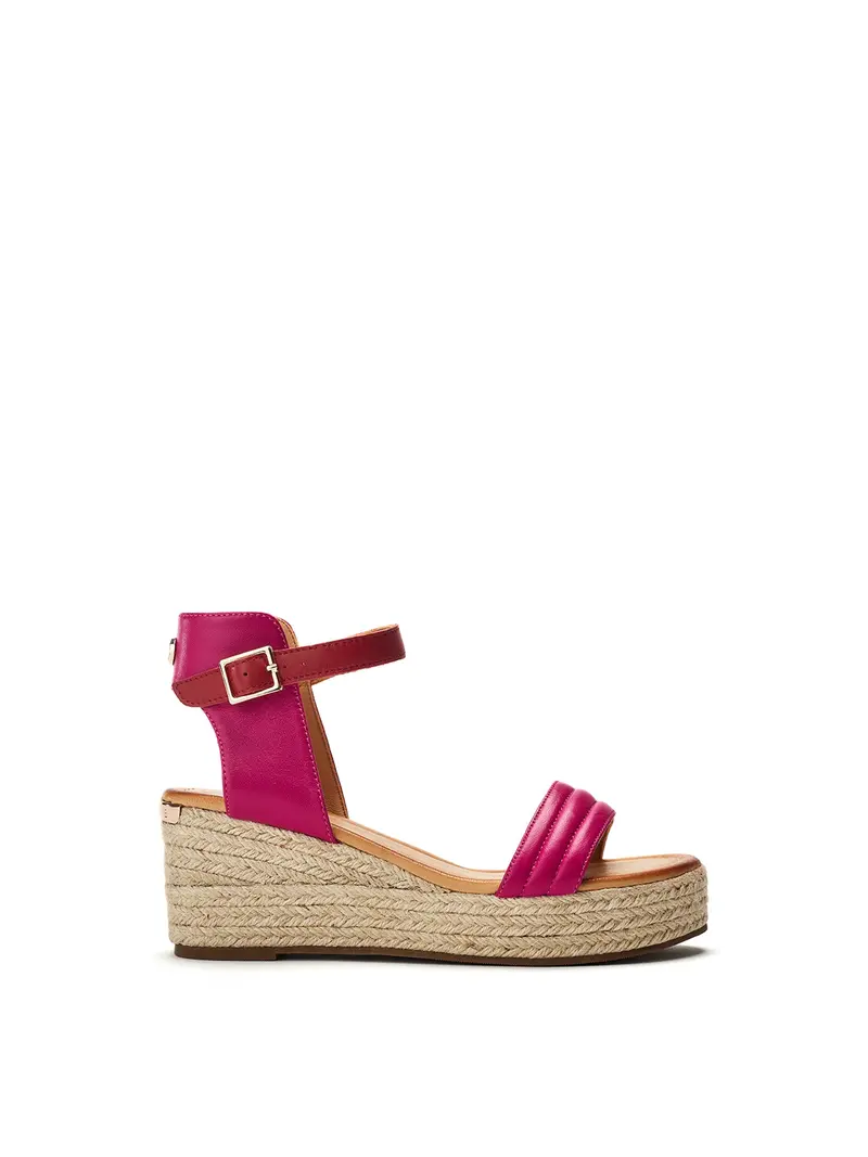 Kolanthia Leather Wedge Sandals Pink 1