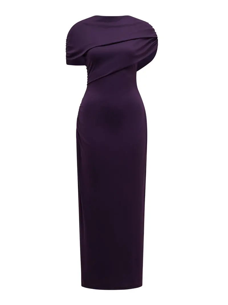 Kori Draped Midi Dress Purple 1