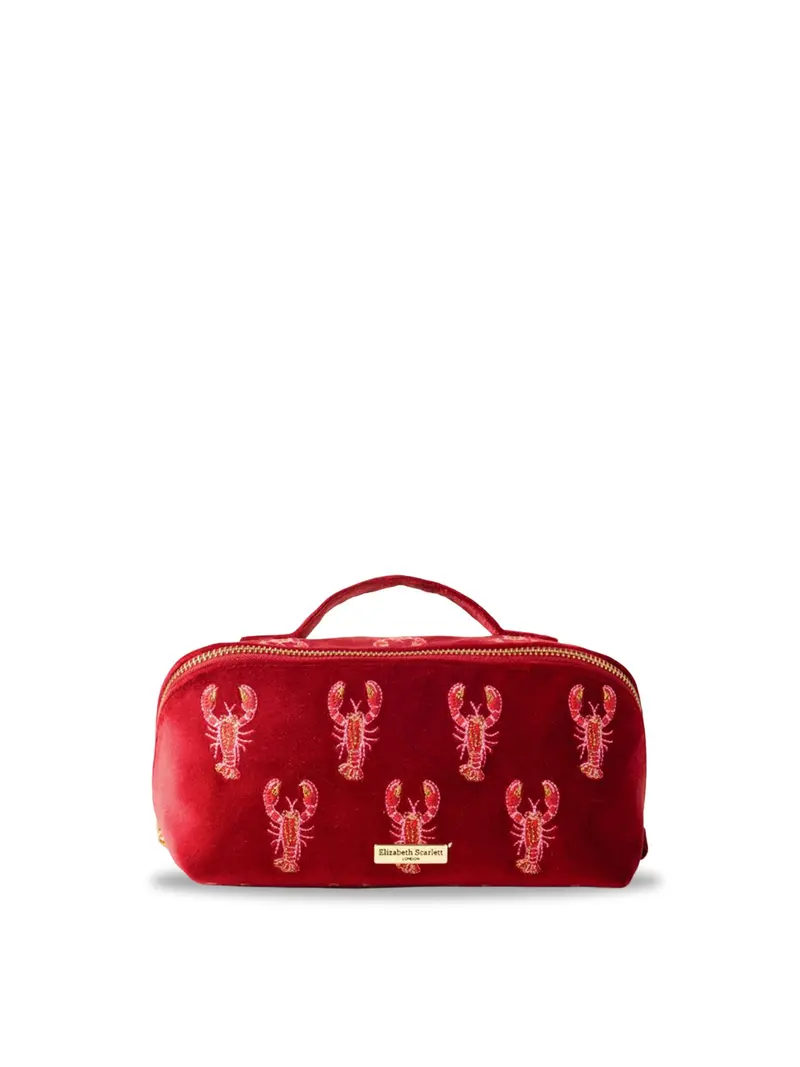 Lobster Velvet Open Flat Makeup Bag Rouge 1