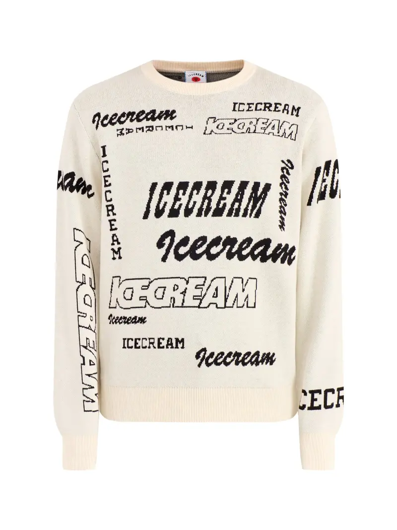 Logo Knitted Crewneck Cream 1