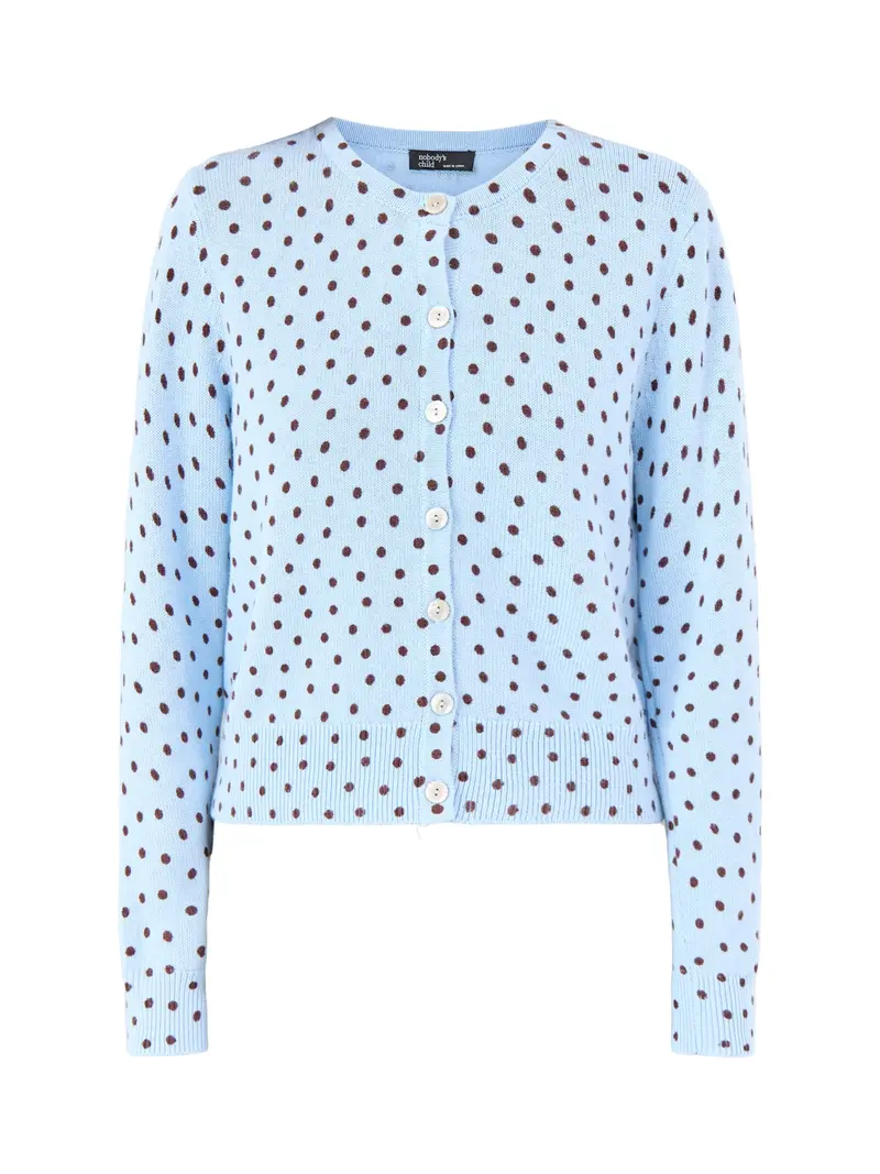 Long Sleeve Spot Printed Cardigan Blue 1