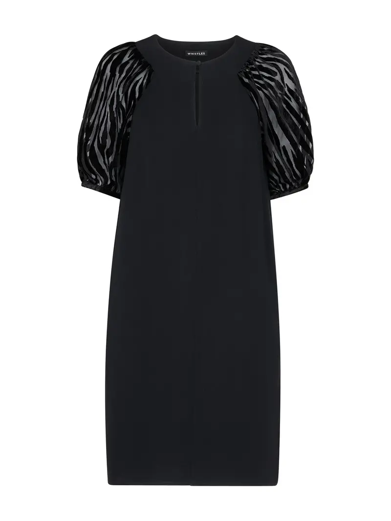 Lucy Zebra Velvet Sleeve Dress Black 1
