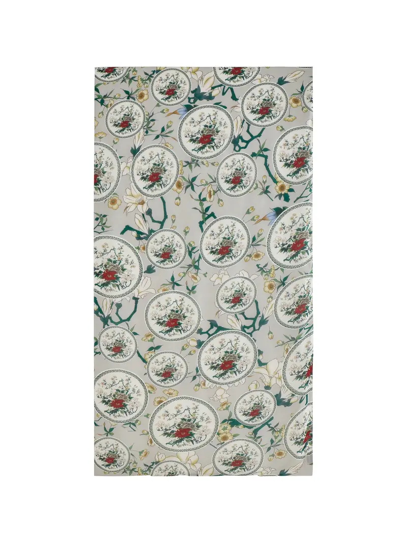 Magnolia Plates Print Scarf Beige 1