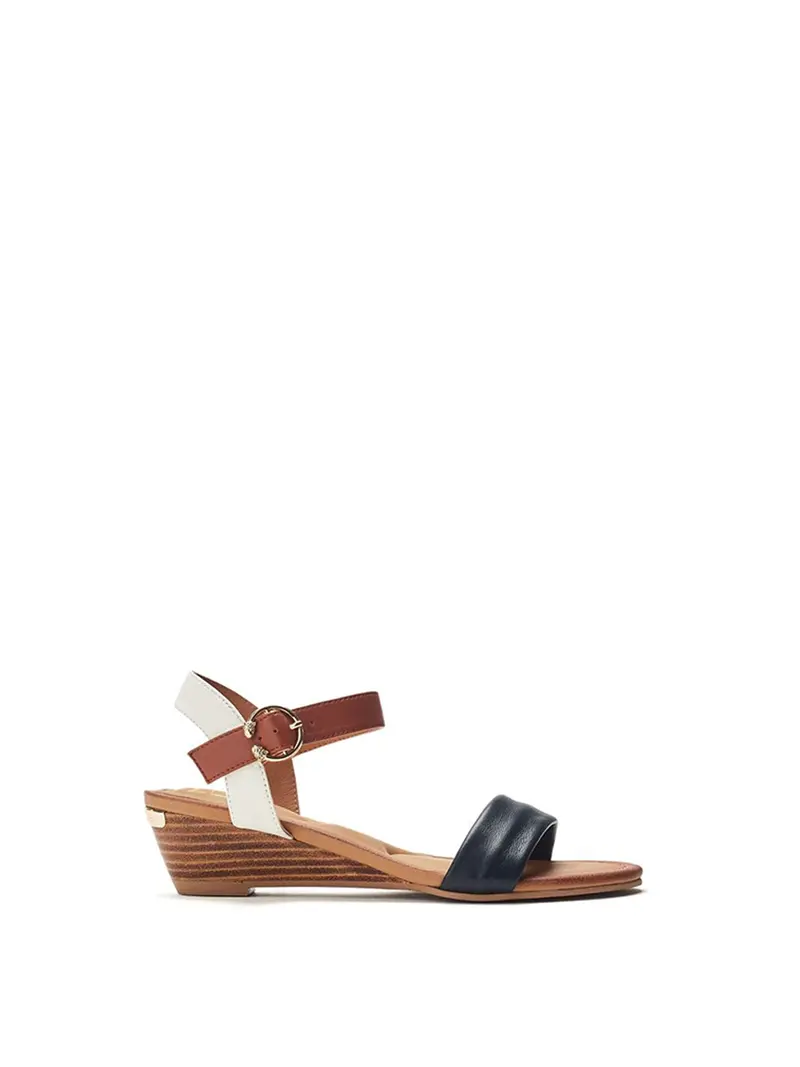 Mayapple Leather Heeled Sandals Navy 1