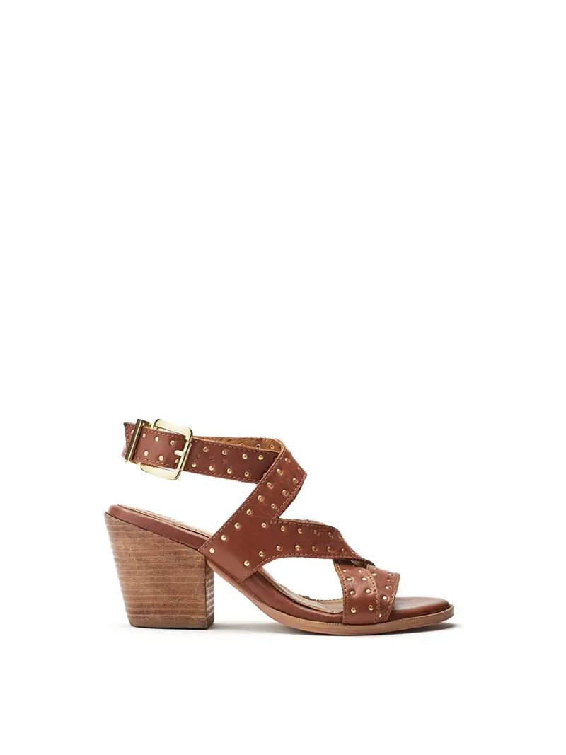 Mayley Heeled Leather Sandals Tan 1