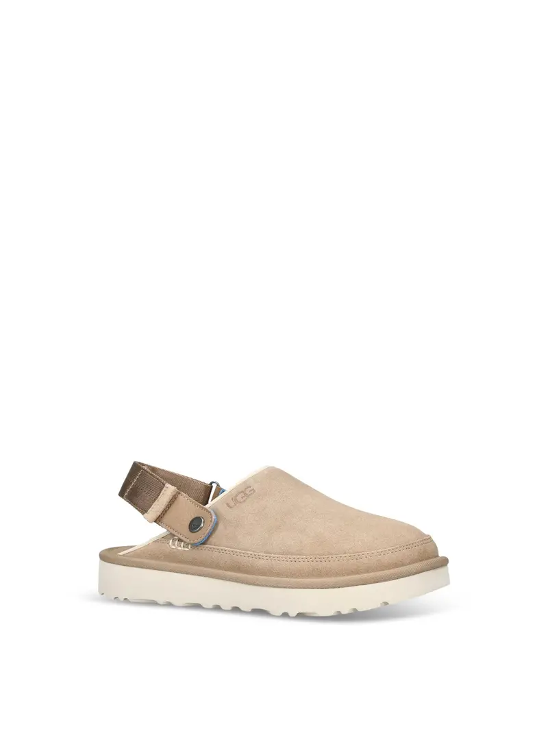Mens Goldencoast Suede Clog Sandals Beige 1
