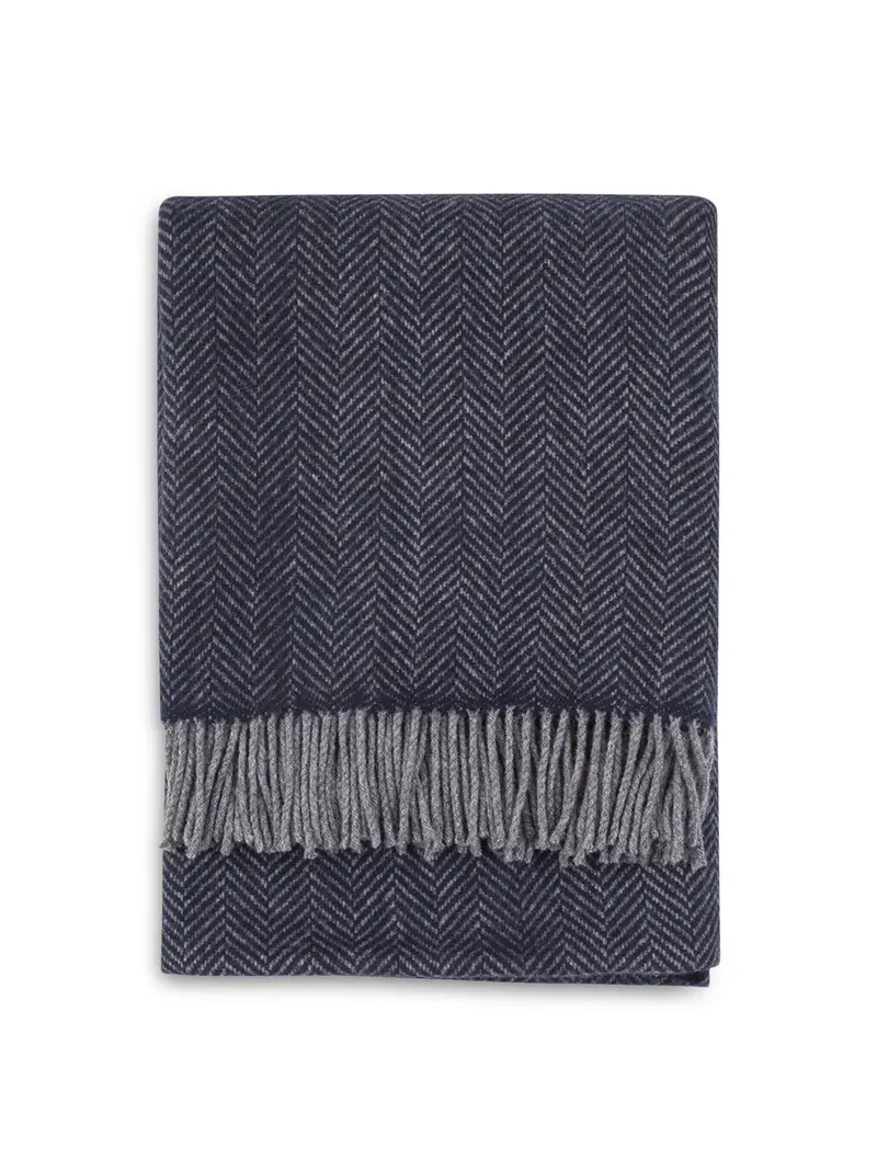 Merino & Cashmere Throw Herringbone 1
