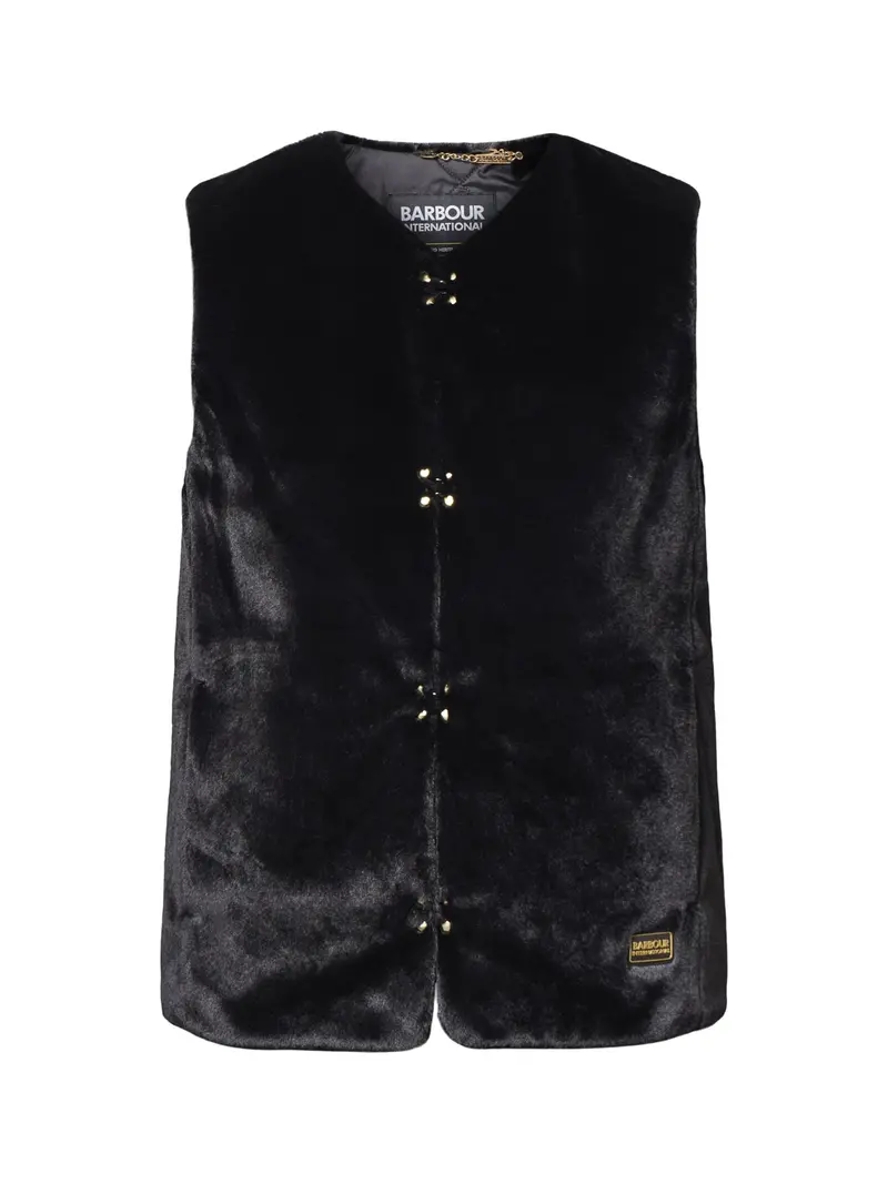 Milan Fur Trim Gilet Black 1