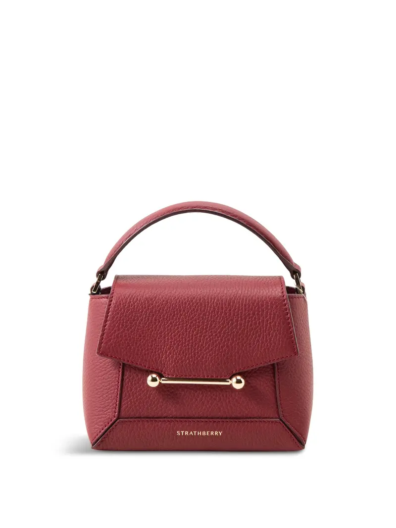 Mosaic Nano Grain Leather Crossbody Bag Oxblood 1