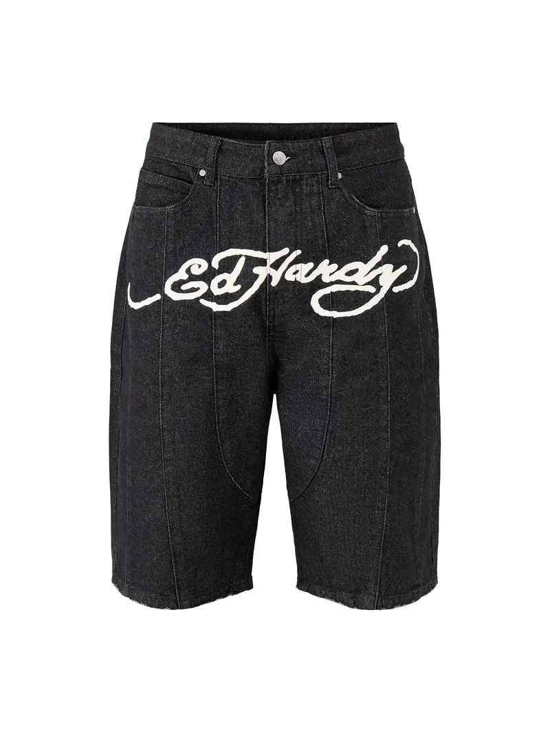 Moto Panelled Denim Jorts Black 1